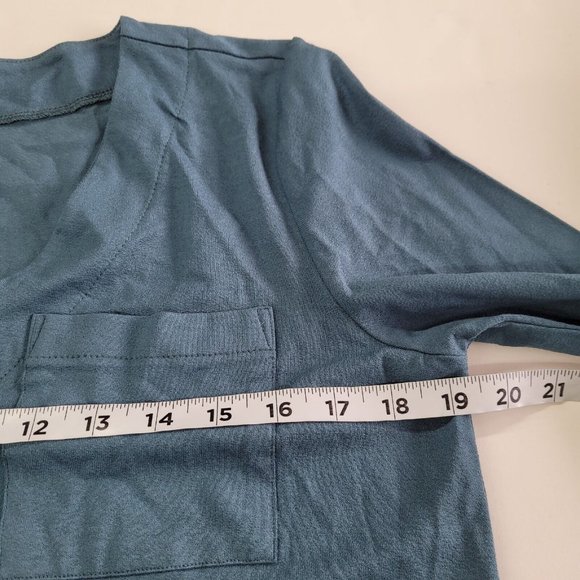Soft Surroundings Shirt Women M Miramar Long Sleeve V-Neck Pullover Blue - Picture 9 of 12